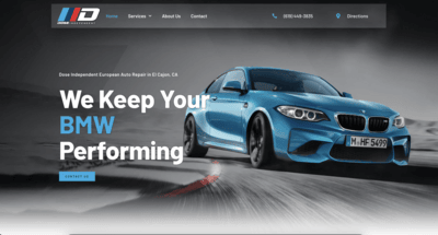 Web Design website thumbnail for Dose Independent BMW Repair El Cajon California