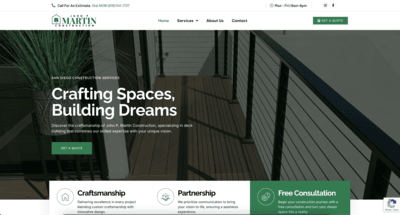 Web Design website thumbnail for John marten deck builder San Diego california