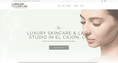 Web Design website thumbnail for Skin and Lash Lab El Cajon California