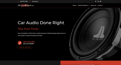 Web Design website thumbnail for Soundelux Car Audio San Diego California