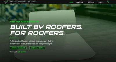 Close-up of single-ply roofing material roll, representing Flash-Tech’s prefabricated roofing accessories built for roofers.