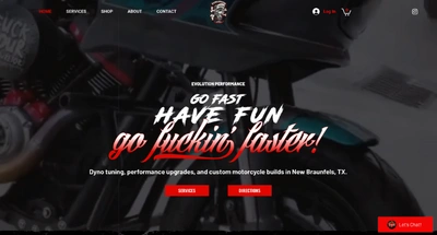 Website design for EVOLUTION PERFORMANCE In New Braunfels, texas.